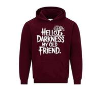 Daily Apparel Hello Darkness My Old Friend Hoodie| Mens Premium Quality Unisex Pullover Jumper vintage Guitar Music Lovers Sweatshirt for UK Men/Women for Birthday Christmas Wine