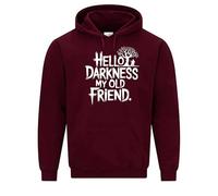 Daily Apparel Hello Darkness My Old Friend Hoodie| Mens Premium Quality Unisex Pullover Jumper vintage Guitar Music Lovers Sweatshirt for UK Men/Women for Birthday Christmas Wine