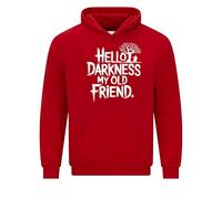 Daily Apparel Hello Darkness My Old Friend Hoodie| Mens Premium Quality Unisex Pullover Jumper vintage Guitar Music Lovers Sweatshirt for UK Men/Women for Birthday Christmas Red