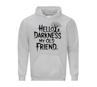 Daily Apparel Hello Darkness My Old Friend Hoodie| Mens Premium Quality Unisex Pullover Jumper vintage Guitar Music Lovers Sweatshirt for UK Men/Women for Birthday Christmas White