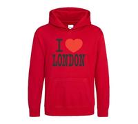 Daily Apparel I Love London Hoodie Capital of England Country Love Great Britain United Kingdom Souvenir Quality Printed Hooded Top Unisex London Souvenir Hoodie Top for Men/Women/Kids Red