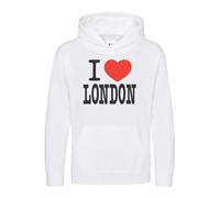 Daily Apparel I Love London Hoodie Capital of England Country Love Great Britain United Kingdom Souvenir Quality Printed Hooded Top Unisex London Souvenir Hoodie Top for Men/Women/Kids White