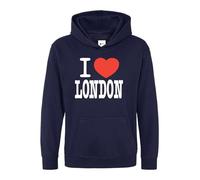 Daily Apparel I Love London Hoodie Capital of England Country Love Souvenir Great Britain United Kingdom Unisex Gift Hoodie Top for Kids Adult Navy