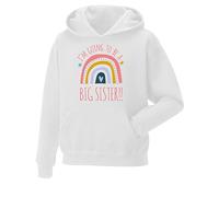 Daily Apparel I'm Going to Be a Big Sister Hoodie - Cute Announcement Pullover for Girls | Unisex Kids Hooded for Sibling Reveal, Pregnancy Reveal, Birthday, Baby Shower White