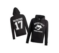 Daily Apparel Inspired The Vampire Hoodies - Mystic Falls Salvatore 17 |Uk Men's Unisex Quality Printed Hooded Top | Vampire Diaries Hooded Jumper for UK Men/Women/Kids Black