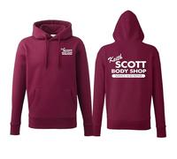 Daily Apparel Keith Scott Hooded Sweat One Tree Hill Body Shop Adult Hoodie Front and Back Quality Printed Hooded Top | Unisex Hoodies for Men/Women/Kids Wine