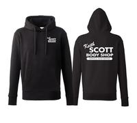 Daily Apparel Keith Scott Hooded Sweat One Tree Hill Body Shop Adult Hoodie Front and Back Quality Printed Hooded Top | Unisex Hoodies for Men/Women/Kids Black
