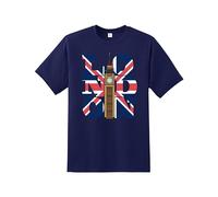 Daily Apparel London Big Ben Men's T-Shirt, Quality Printed Union Jack Flag tee, Short Sleeve British Souvenir T-Shirt for Men/Women/Kids Navy