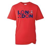 Daily Apparel London England T-Shirt Union Jack Souvenir T-Shirt | 100% Cotton Printed Tee for UK Men/Women/Kids | Unisex London Souvenir T-Shirt with Iconic Union Jack Design Red