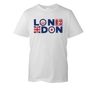 Daily Apparel London England T-Shirt Union Jack Souvenir T-Shirt | 100% Cotton Printed Tee for UK Men/Women/Kids | Unisex London Souvenir T-Shirt with Iconic Union Jack Design White