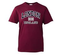 Daily Apparel London England T-Shirt Union Jack Souvenir T-Shirt | 100% Cotton Printed Tee for UK Men/Women/Kids | Unisex London Souvenir T-Shirt with Iconic Union Jack Design Wine