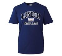 Daily Apparel London England T-Shirt Union Jack Souvenir T-Shirt | 100% Cotton Printed Tee for UK Men/Women/Kids | Unisex London Souvenir T-Shirt with Iconic Union Jack Design Navy