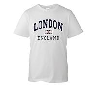 Daily Apparel London England T-Shirt Union Jack Souvenir T-Shirt | 100% Cotton Printed Tee for UK Men/Women/Kids | Unisex London Souvenir T-Shirt with Iconic Union Jack Design White