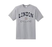 Daily Apparel London England T-Shirt Union Jack Souvenir T-Shirt | 100% Cotton Printed Tee for UK Men/Women/Kids | Unisex London Souvenir T-Shirt with Iconic Union Jack Design Grey