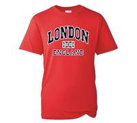Daily Apparel London England T-Shirt Union Jack Souvenir T-Shirt | 100% Cotton Printed Tee for UK Men/Women/Kids | Unisex London Souvenir T-Shirt with Iconic Union Jack Design Red