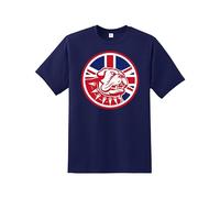 Daily Apparel London England Union Jack Souvenir Men's T-Shirt, Quality Printed British Dog Tee, Short Sleeve Flag Culture Travel T-Shirt for Men/Women/Kids Navy