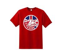 Daily Apparel London England Union Jack Souvenir Men's T-Shirt, Quality Printed British Dog Tee, Short Sleeve Flag Culture Travel T-Shirt for Men/Women/Kids Red