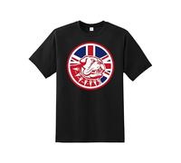 Daily Apparel London England Union Jack Souvenir Men's T-Shirt, Quality Printed British Dog Tee, Short Sleeve Flag Culture Travel T-Shirt for Men/Women/Kids Black
