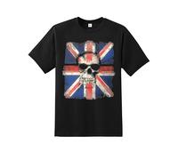 Daily Apparel Skull with UK Flag Men's T-Shirt, Quality Printed Union Jack Skull tee, Short Sleeve British Flag T-Shirt for Men/Women/Kids