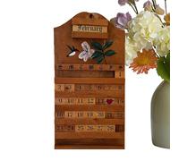Daily Block Calendar, Wooden Date Display, 3.94x1.97in Desk Calendar with Hand-Painted Numbers, Rustic Farmhouse Decor with Interchangeable Cubes, Vintage Tabletop Ornament for Home Entryway Bookshelf