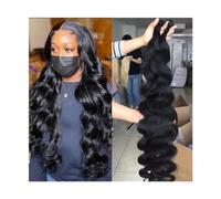 Daily Body Wave Bundles Brazilian Hair Weave 1/3/4 PCS Real Human Hair Bundles Natural Black 8-40 Inch Double Weft Remy Hair Extensions for Dating(26inches)