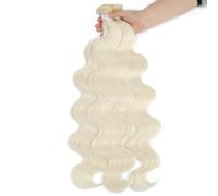 Daily Body Wave Bundles Brazilian Hair Weaving Soft Natural Synthetic Hair Extensions Colorful Body Wave Thick Hair for Dating(WHITE_26INCHES)