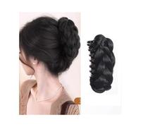 Daily Braided Bun Hair Piece Claw Clip in Synthetic Twisted Braiding Chignon Hair Extension Hairpieces(Natural Black)