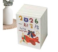 Daily Calendar 2026 | Memo Paper Decorations Small Daily Desk Calendar with 365 Cartoon Illustrations for Home Office Dorm Apartment Bedroom Living Room School
