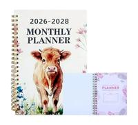 Daily Calendar Planner - 2026-2028 Cow Pattern Diary Agenda 3 Year Agenda Notebook Teacher Kids Students College Desk Work Offices Home Business