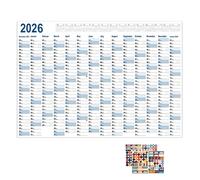 Daily Calendar, Poster Calendar 365 Days - Large Planner 2026 Creative for Study Office Room Dormitory Class Gym Projects Kitchen Home