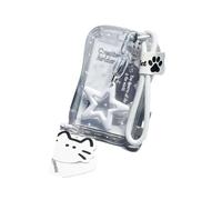Daily Card Holder with Clear Rigid Case, Loop Strap, Clip Link, Star Accent for Campus Badges, Commute Passes, Workday Entry Transparent Badge Holder Clear Pass Case Carry Loop Hard Shell Access Pass