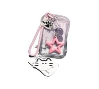 Daily Card Holder with Clear Rigid Case, Loop Strap, Clip Link, Star Accent for Campus Badges, Commute Passes, Workday Entry Transparent Badge Holder Clear Pass Case Carry Loop Hard Shell Access Pass