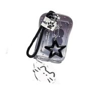Daily Card Holder with Clear Rigid Case, Loop Strap, Clip Link, Star Accent for Campus Badges, Commute Passes, Workday Entry Transparent Badge Holder Clear Pass Case Carry Loop Hard Shell Access Pass