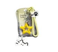 Daily Card Holder with Clear Rigid Case, Loop Strap, Clip Link, Star Accent for Campus Badges, Commute Passes, Workday Entry Transparent Badge Holder Clear Pass Case Carry Loop Hard Shell Access Pass