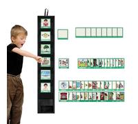 Daily Chart - Visual Schedule Board | Bedtime Routine Chart | Classroom Organizer With 45 Task Cards & 9 Blanks | Pocket Behavior Planner For Children | Home Routine Tool For toddler, Preschool, And
