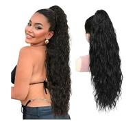 Daily Claw Clip Ponytail Extensions, Multi Layered Fluffy Thick Wavy Jaw in Fake Pony Tails Hairpieces(1B)