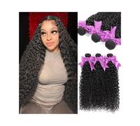 Daily Curly Human Hair Bundles 10-32 Inch Deep Wave Brazilian Hair Bundles Remy Hair Extensions Nature Color for Dating(10inches)