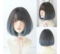 Daily Date Short Straight Synthetic Wigs for Women Flaxen Color Wigs with Bangs Cosplay Party Heat Resistant Fake Hair-D3103-1