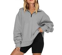Daily Deals Clearance Ladies Sweatshirts And Hoodies Women Long Sleeve Oversized Half Zip Pullover Sweatshirt Hoodie Sweater Trendy Fall Sale Clearance Items Cheap (Grey, M)