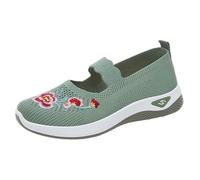 Daily Deals Womens Slip On Trainers Casual Non-Slip Low Top Solid Color Sneakers Soft Sole Running Shoes Breathable Mesh Orthopedic Shoes Lightweight Deals.of The Day Sale Prime Green 5