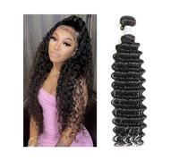 Daily Deep Wave Hair Bundle 8-40 Inch Single Bundle Human Hair Weave Bundle Natural Wave Curly Brazilian Remy Hair Extensions for Black Women for Dating(32inches)