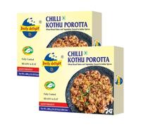 Daily Delight Chilli Kothu Porotta - 400g, Wheat Bread Flakes and Vegetables Tossed in Indian Spices, Fully Cooked, Ready to Eat (Pack of 2)