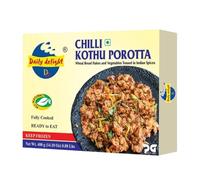 Daily Delight Chilli Kothu Porotta - 400g, Wheat Bread Flakes and Vegetables Tossed in Indian Spices, Fully Cooked, Ready to Eat (Pack of 1)