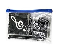 Daily Desk Writing Supply Set with Music Graphics, Notebook, 2 Pencils, Ruler and Matching Accessories for Notes Music Stationery School Supplies Writing Set Note Taking Accessories Notebook