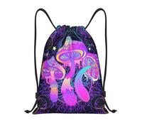 Daily Drawstring Bag Psychedelic Magic Mushrooms Geometry Pattern, Personalised Drawstring Backpack, Unisex Cinch Sack, for Yoga Holidays 36X42cm