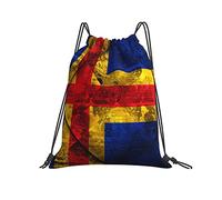Daily Drawstring Gym Bag Aland Islands Flag Sport Gym Sack Eco Friendly Cinch Sack For School Yoga Adults 36X42Cm