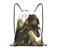 Daily Drawstring Sport Bag Dinosaurs Theme 3D Swim Bags Foldable Swimming Backpack for Men Activities Girls 36X42cm