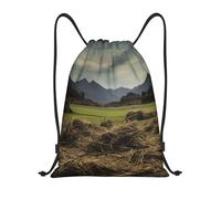 Daily Drawstring Sport Bag Pile of Hay String Sackpack Unisex Swimming Backpack for Activities Women Men 36X42cm