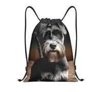 Daily Drawstring Swimming Bag Animal schnauzer dog String Sackpack Premium Drawstring Backpack for Beach Boys Teenager 36X42cm