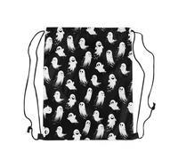 Daily Drawstring Swimming Bag Happy Halloween Cute Ghost, Eco Friendly Sport Gym Sack, Foldable Swim String Backpack, for Girls Adults 36X42cm